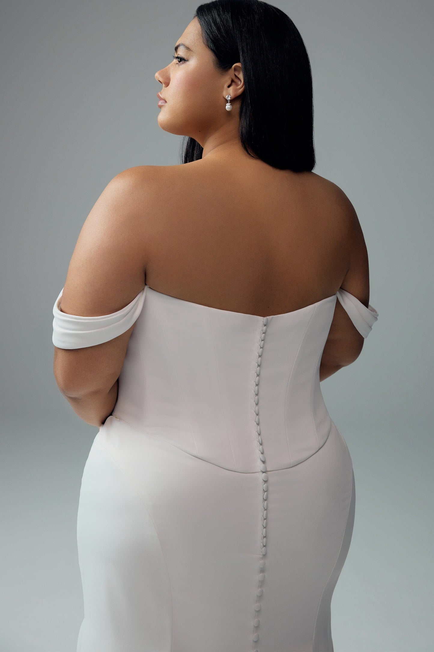 Plus Size Satin Mermaid Wedding Dress with Off Shoulder Straps and Sweep Train