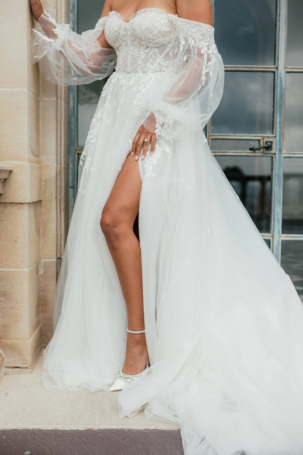 Plus Size A-Line Wedding Dress with Sweetheart Neckline & Slit