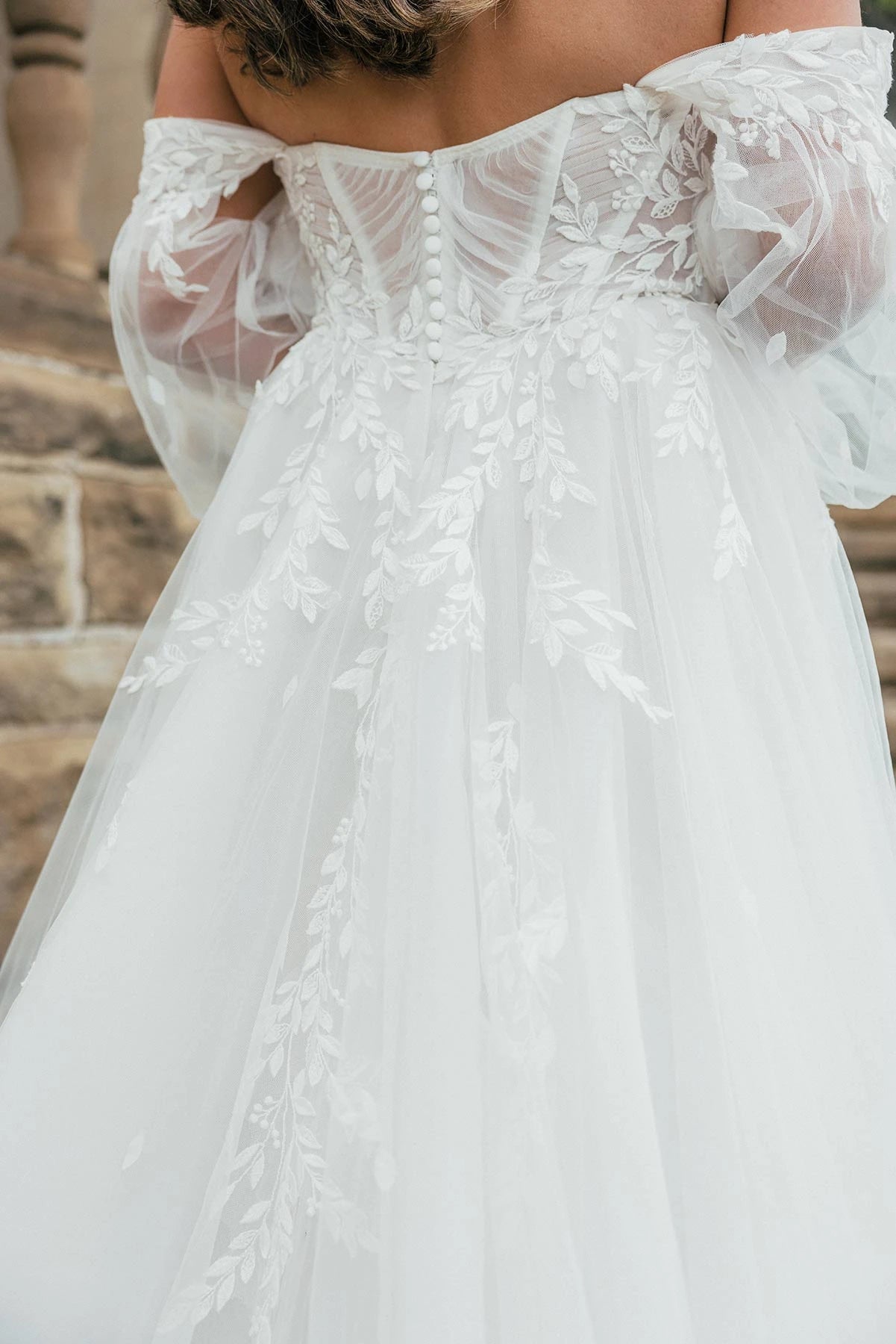 Plus Size A-Line Wedding Dress with Sweetheart Neckline & Slit