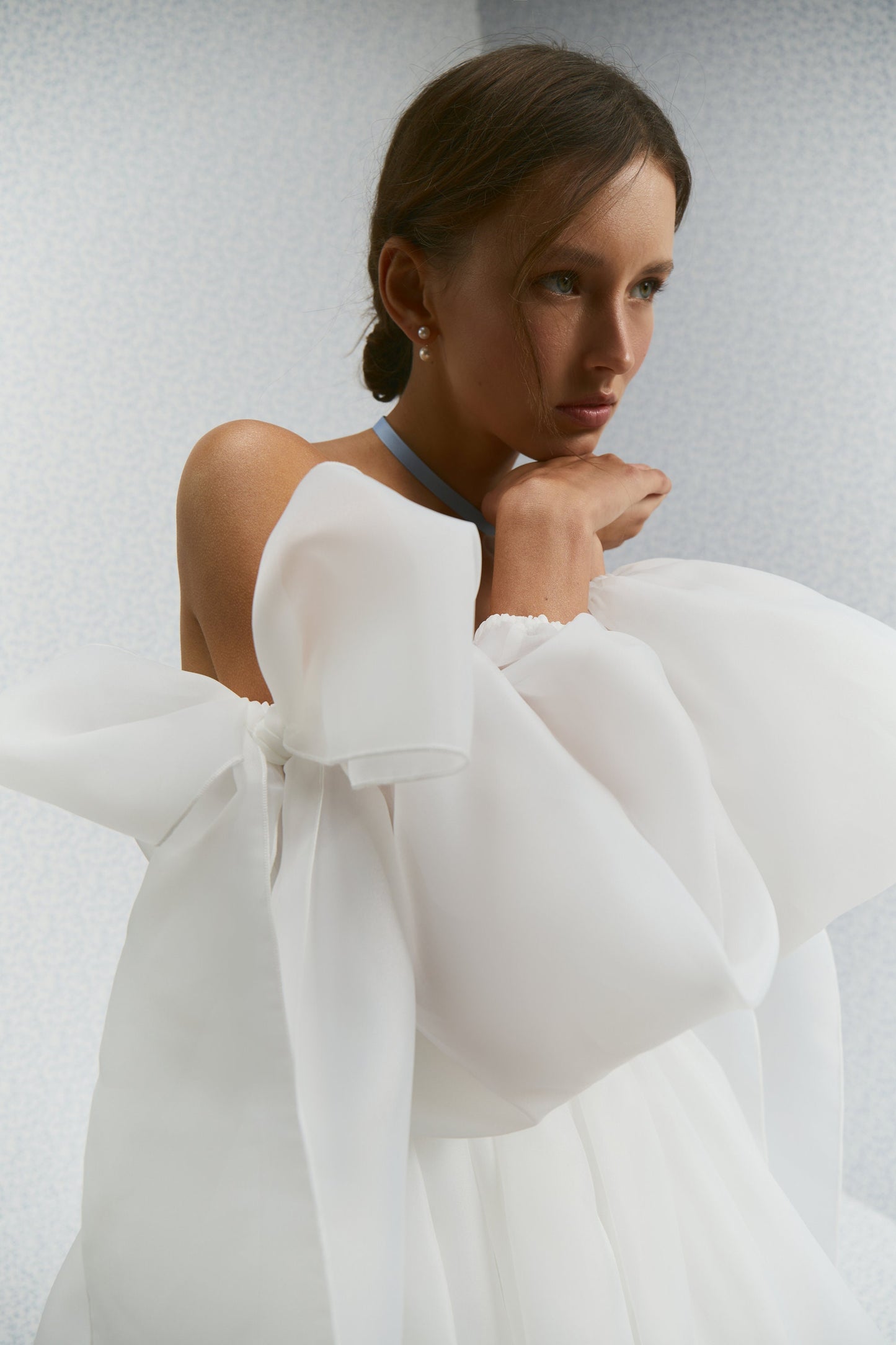 Short Wedding Dress: Organza Mini with Puffed Sleeves
