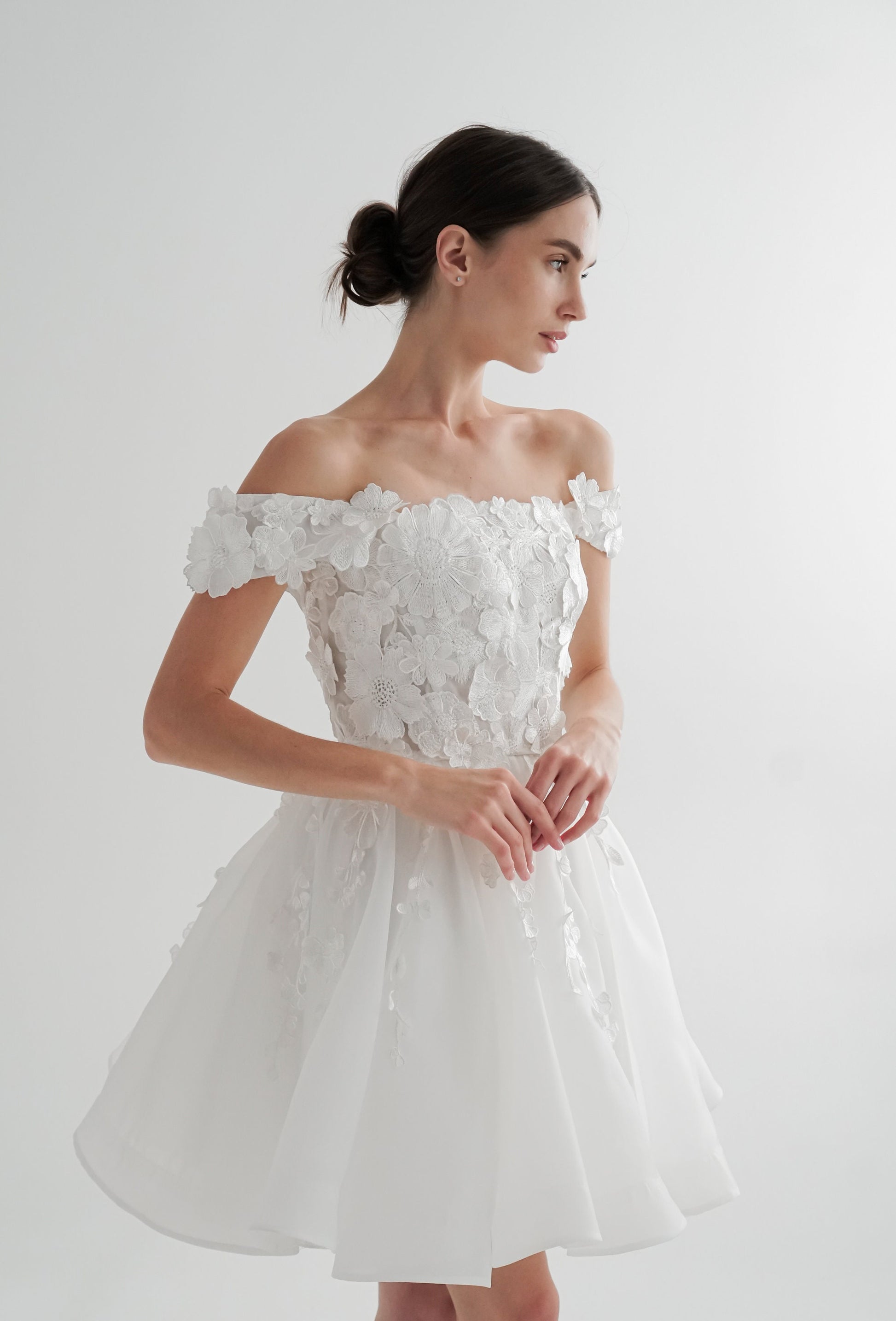 Lace Short Wedding Dress: Handmade Floral Elopement Gown