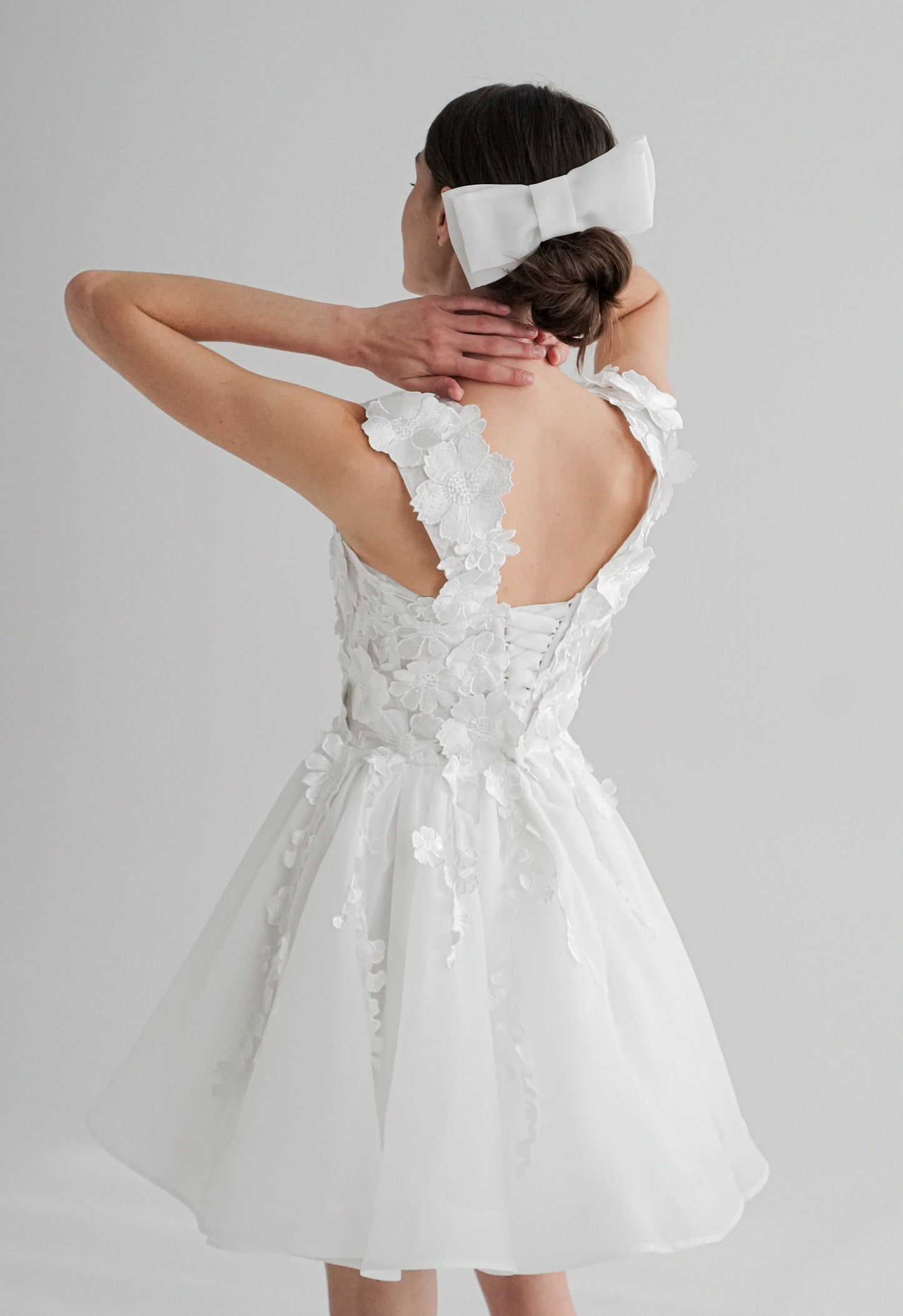 Lace Short Wedding Dress: Handmade Floral Elopement Gown