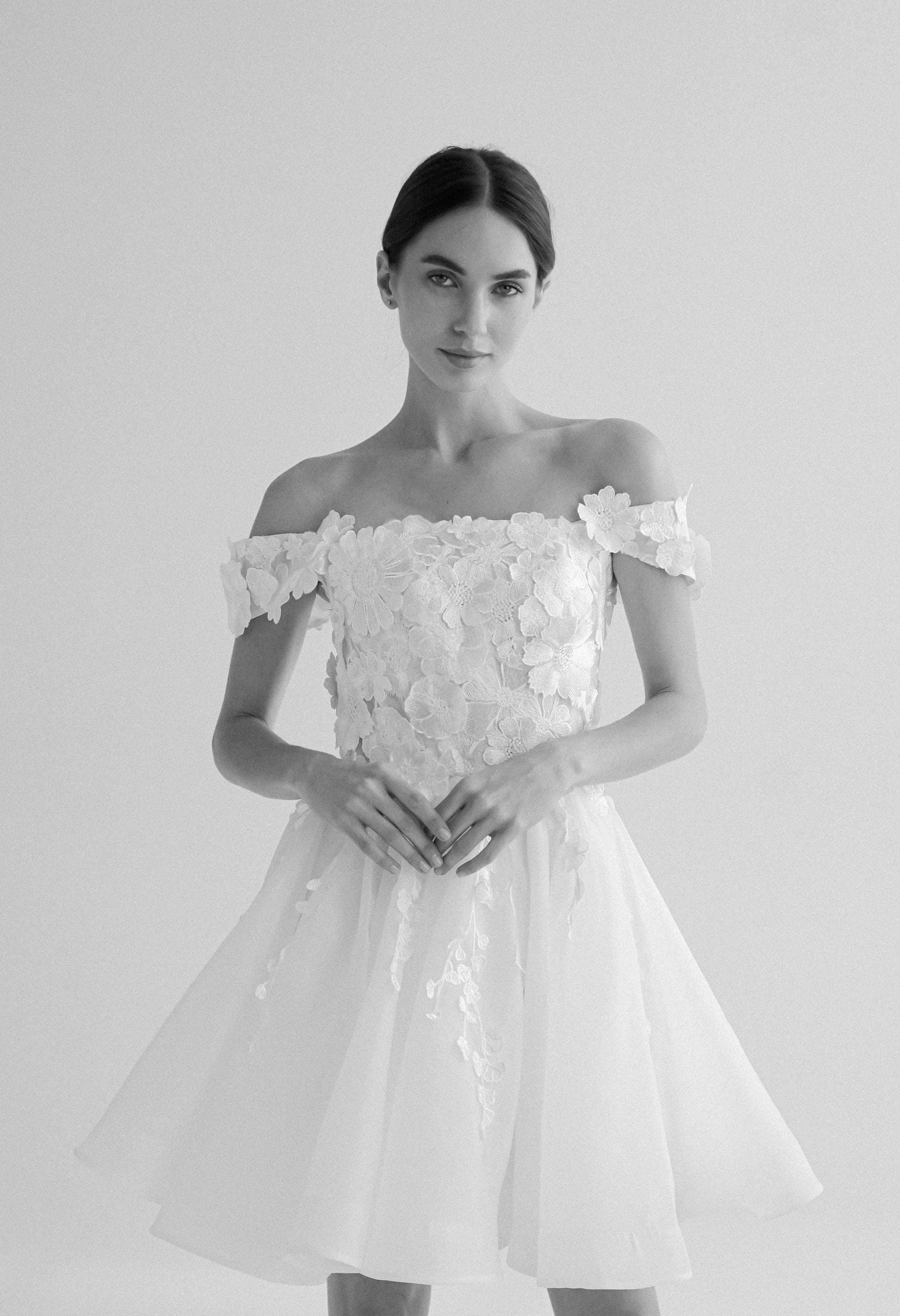 Lace Short Wedding Dress: Handmade Floral Elopement Gown