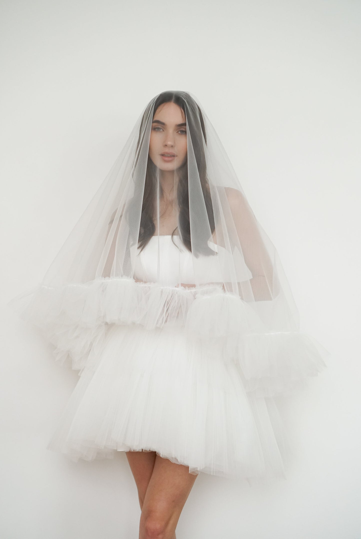Mini Wedding Dress: Satin Corset, Tulle Skirt, Elopement Gown