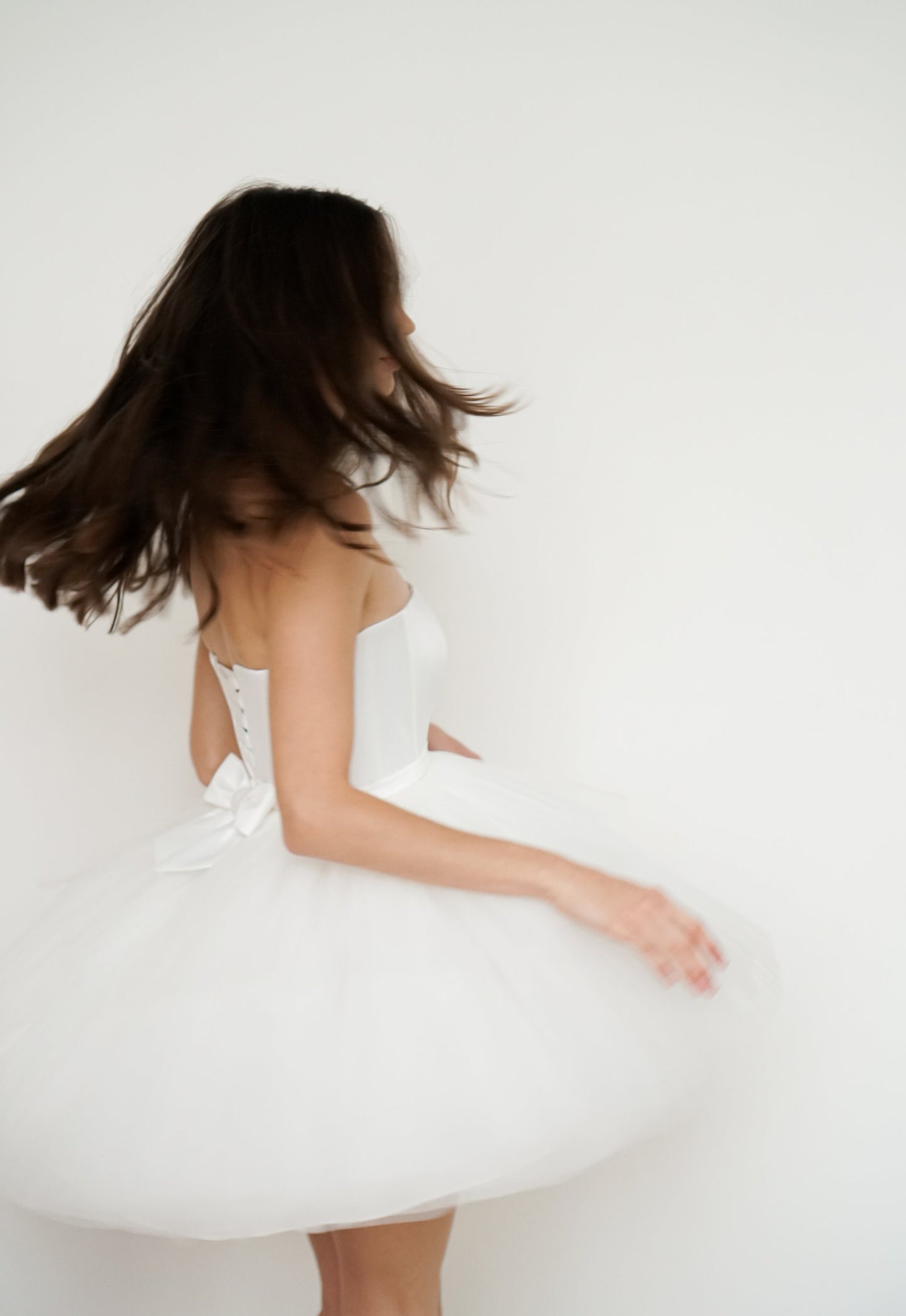 Mini Wedding Dress: Satin Corset, Tulle Skirt, Elopement Gown