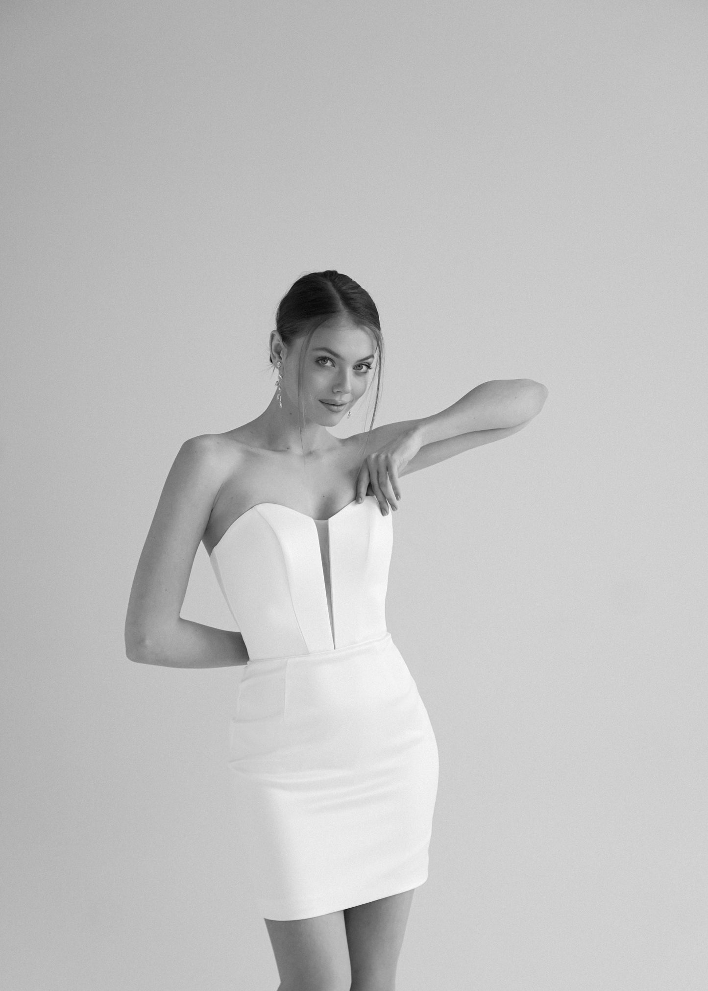 Mini Wedding Dress: Stretch Satin Corset, Lace-Up Back