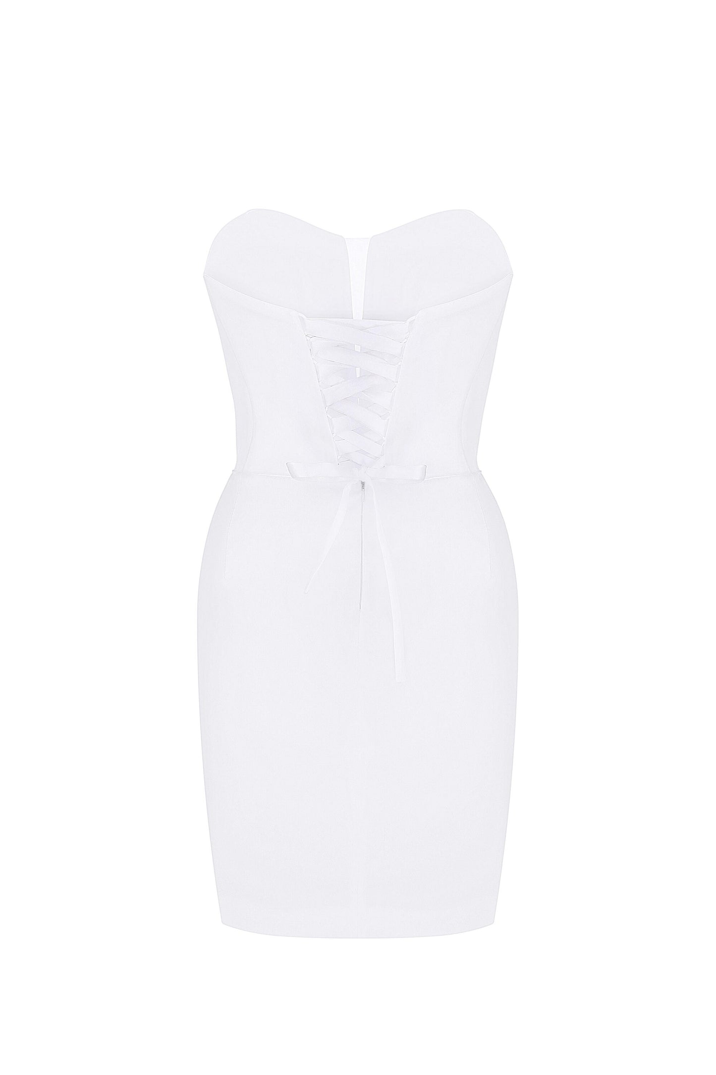 Mini Wedding Dress: Stretch Satin Corset, Lace-Up Back