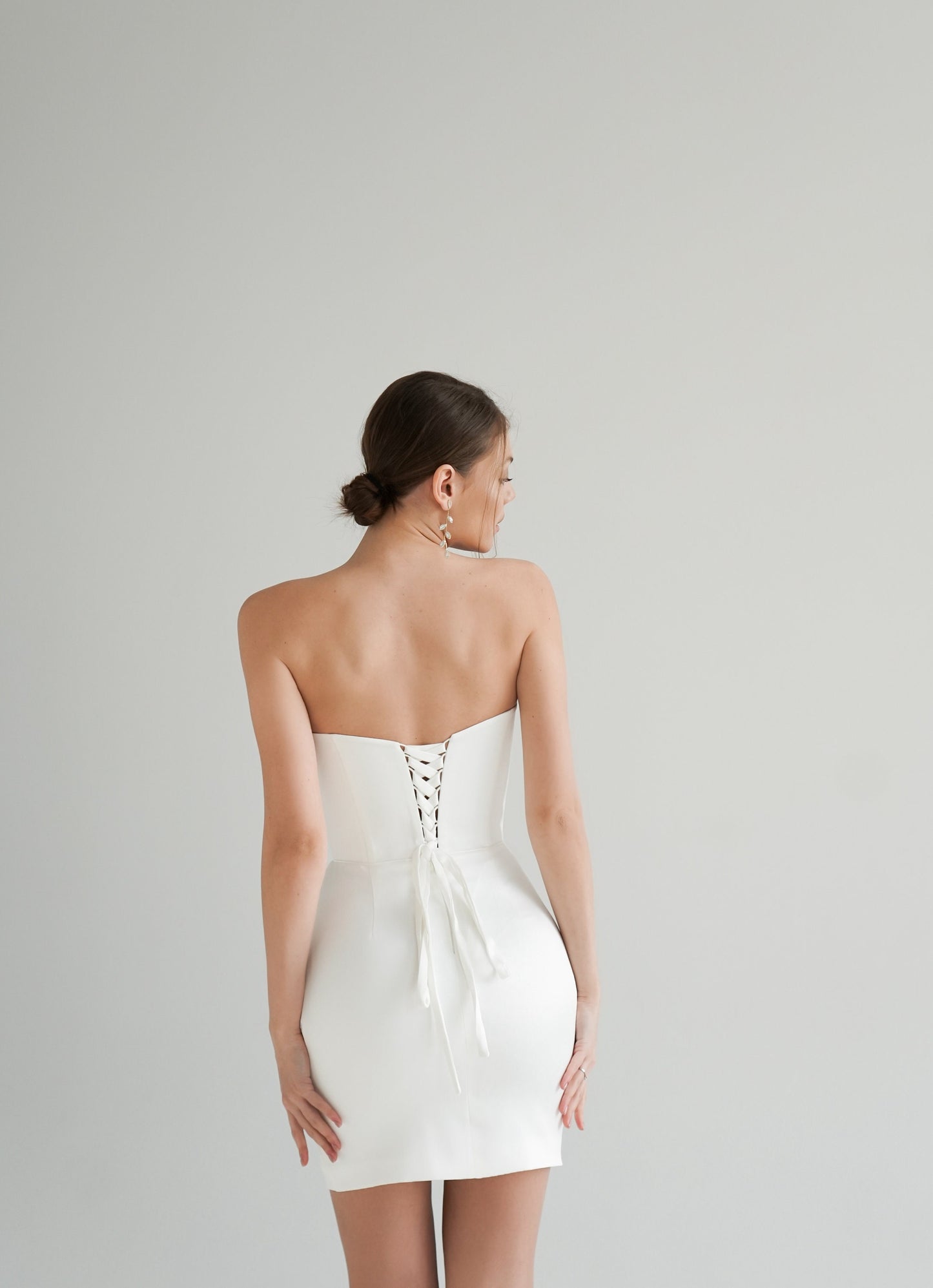Mini Wedding Dress: Stretch Satin Corset, Lace-Up Back