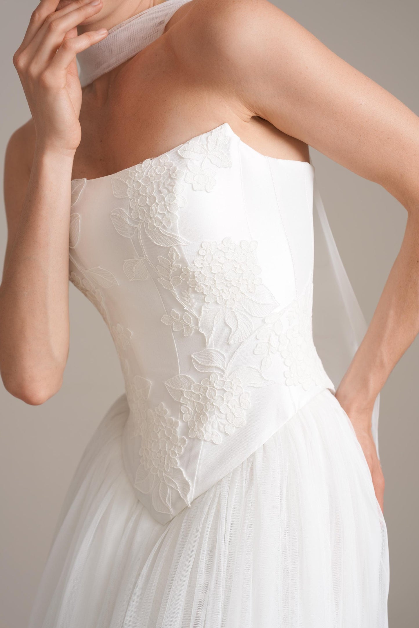 Hydrangea Lace Wedding Corset and Tulle Skirt: Modern Bridal Separates