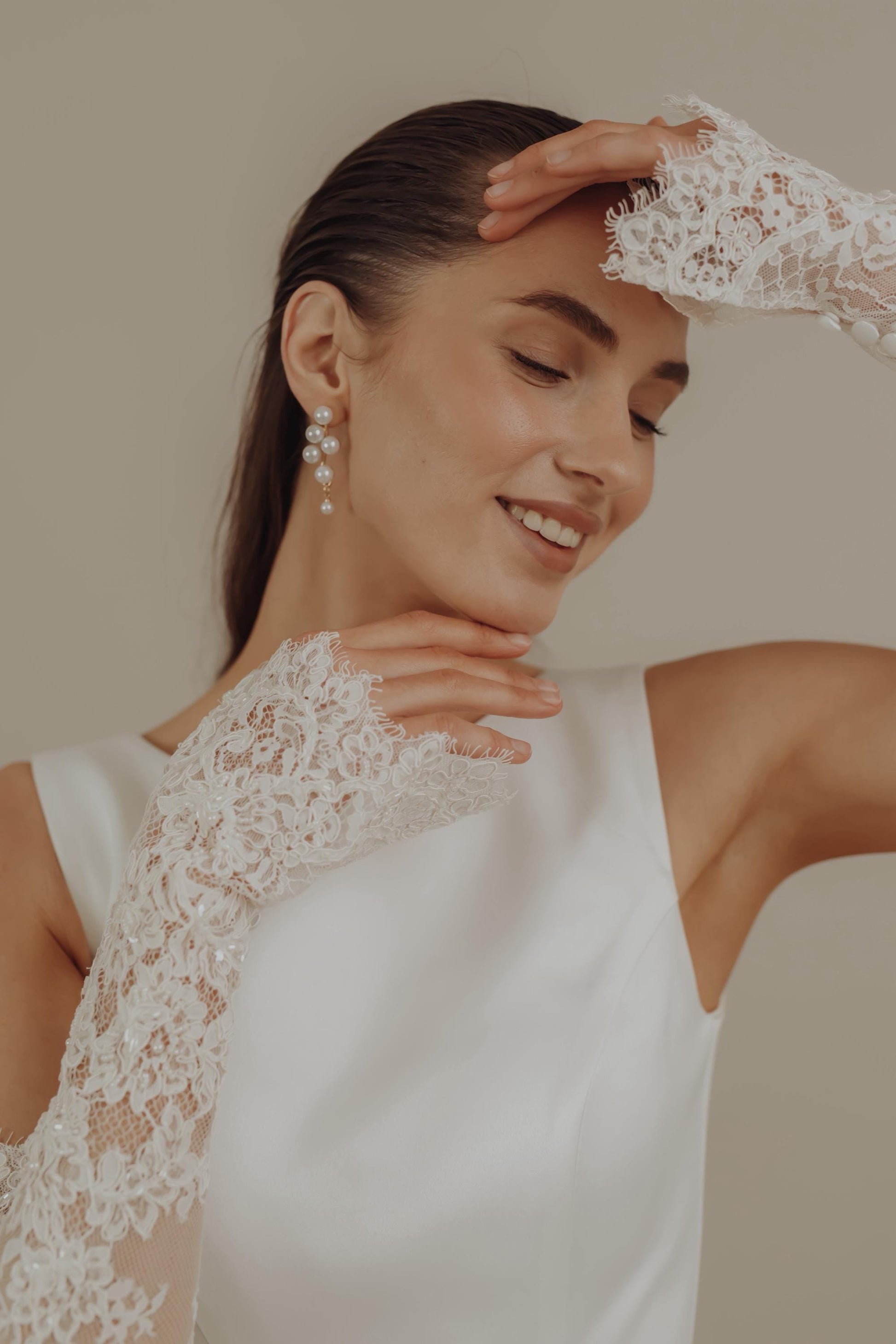 Lace Bridal Gloves: Beaded Wedding Sleeves, Vintage Style