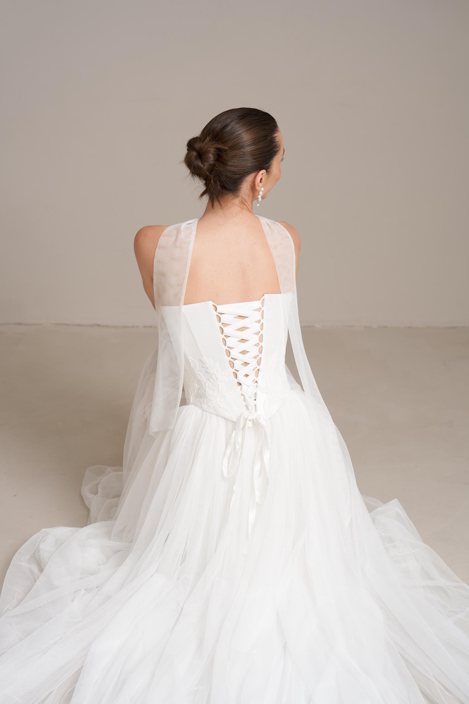 Hydrangea Lace Wedding Corset and Tulle Skirt: Modern Bridal Separates