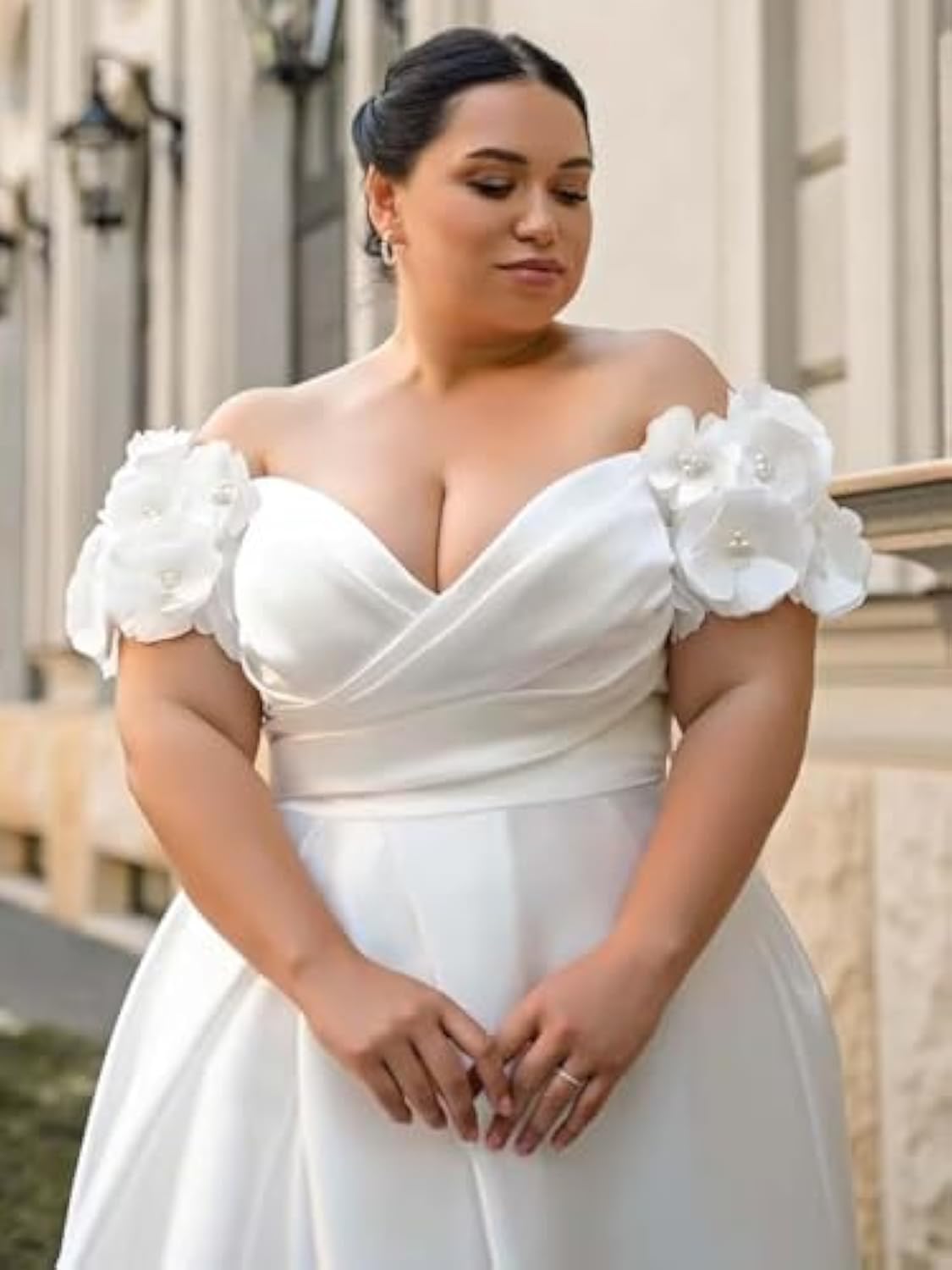 Plus size sexy V-neck bridal gown