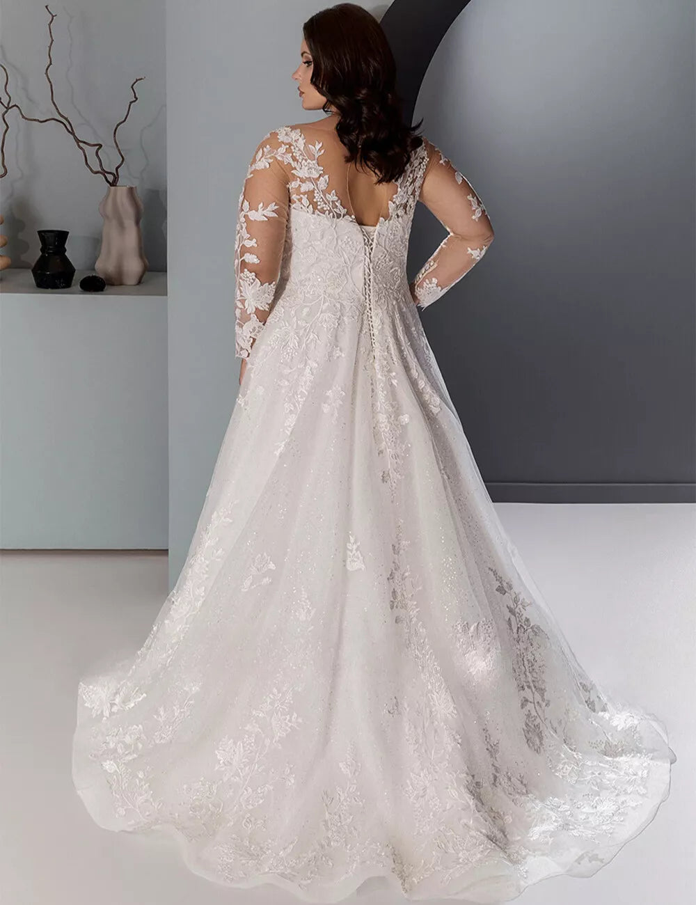 Romantic plus size glittery wedding gown perfect for fairytale ceremonies