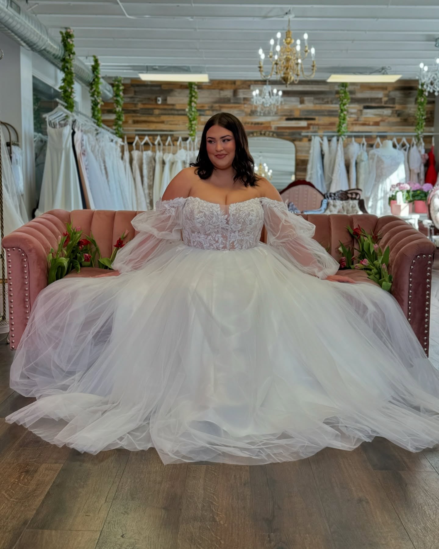 Romantic A-line gown with lace bodice and tulle skirt