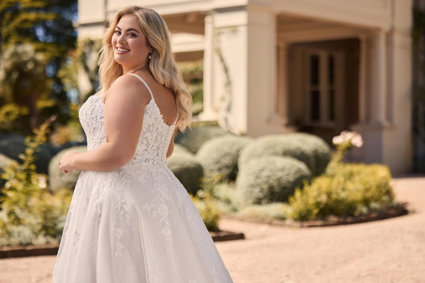 Sparkly A-line wedding gown perfect for curvy brides