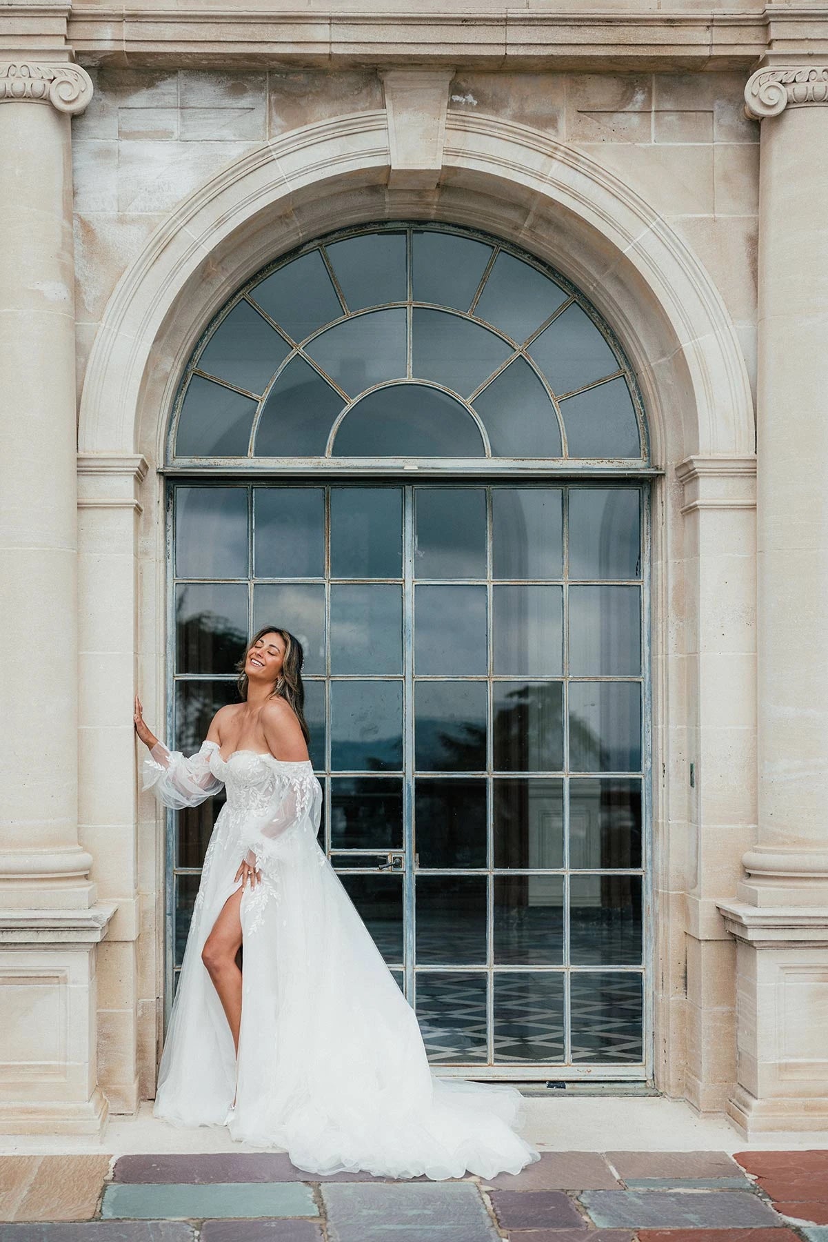 Timeless plus size A-line bridal gown with appliqué details