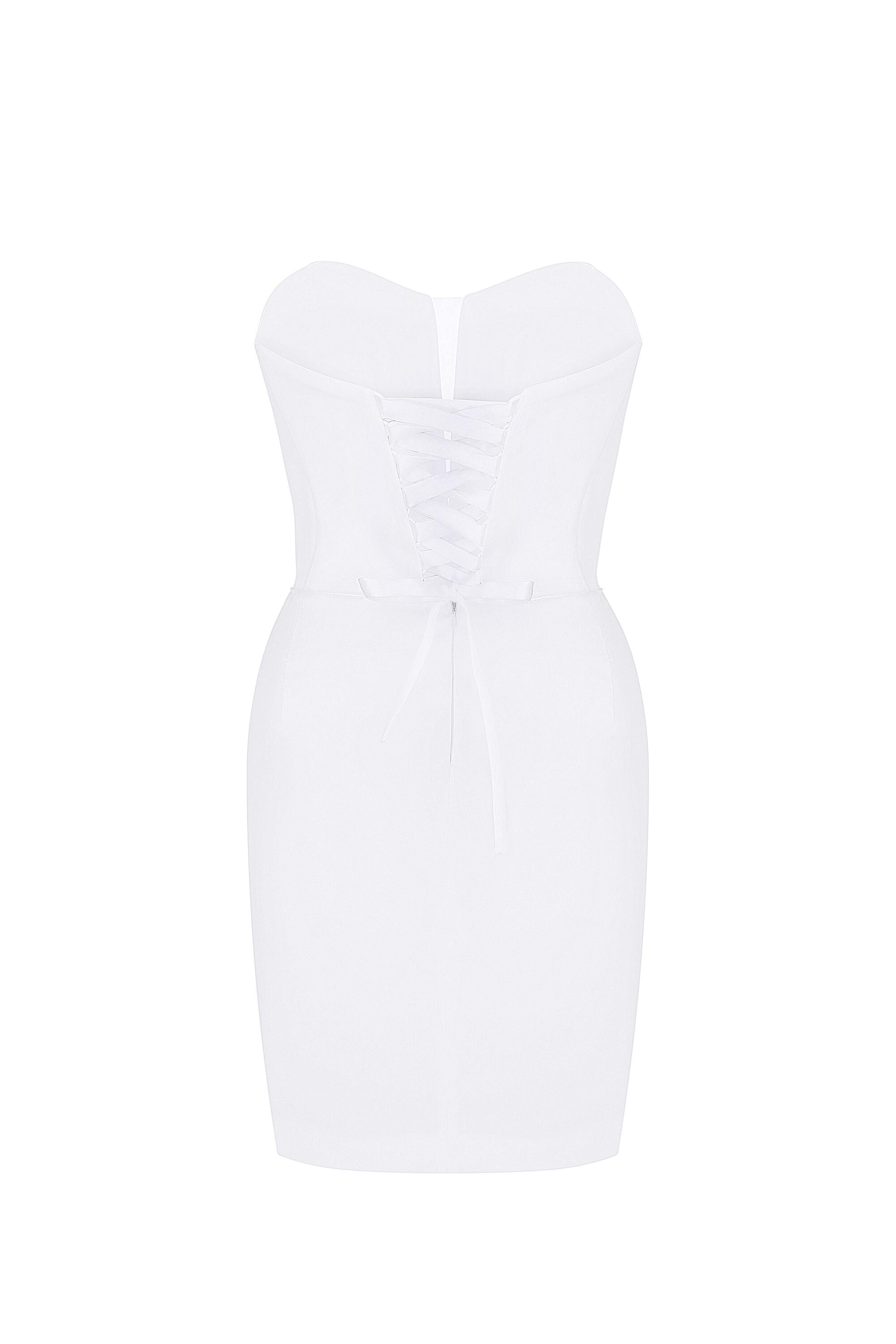 Mini Wedding Dress: Stretch Satin Corset, Lace-Up Back