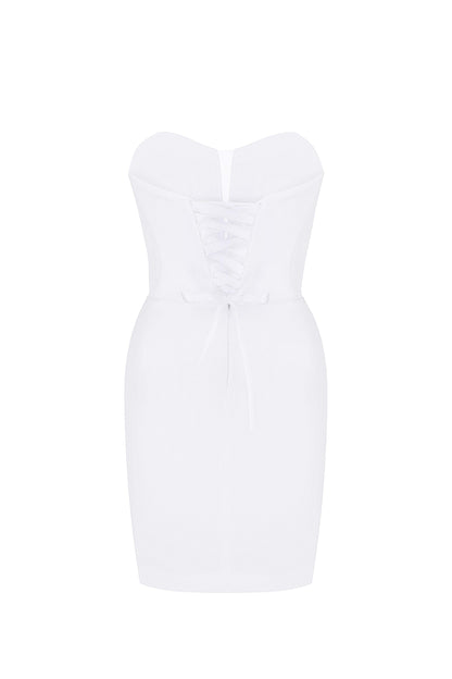 Mini Wedding Dress: Stretch Satin Corset, Lace-Up Back