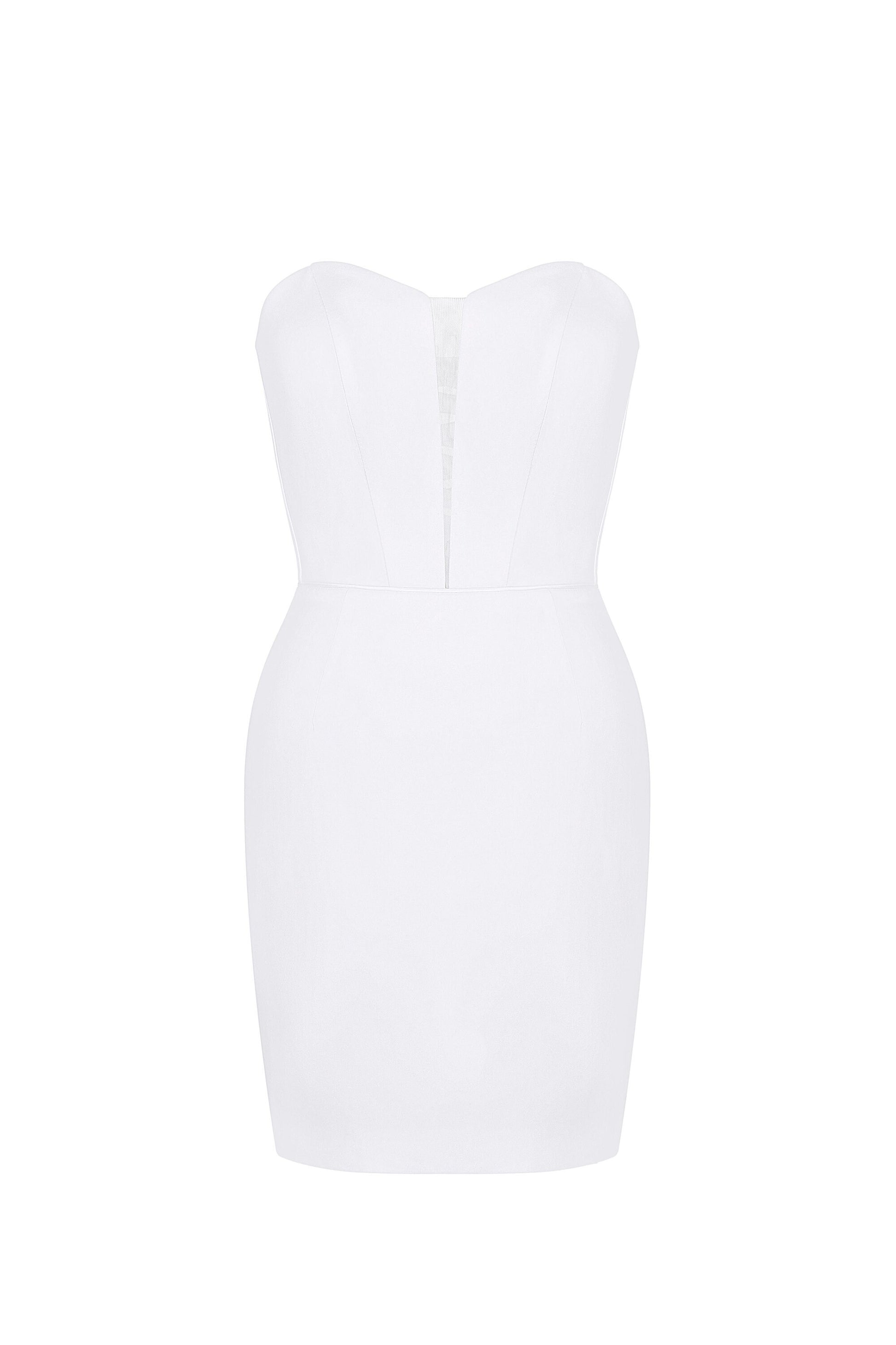 Mini Wedding Dress: Stretch Satin Corset, Lace-Up Back