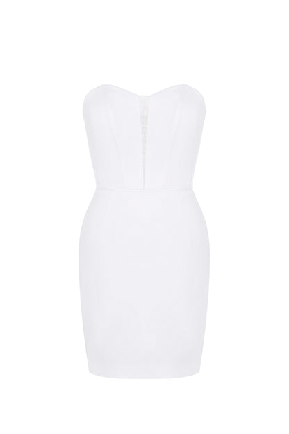 Mini Wedding Dress: Stretch Satin Corset, Lace-Up Back