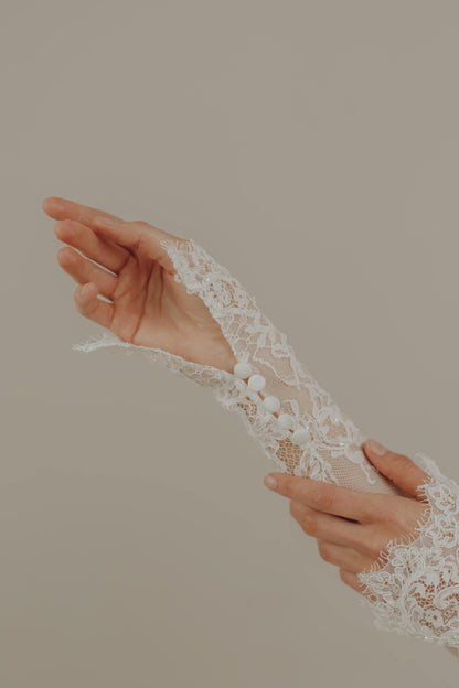 Lace Bridal Gloves: Beaded Wedding Sleeves, Vintage Style