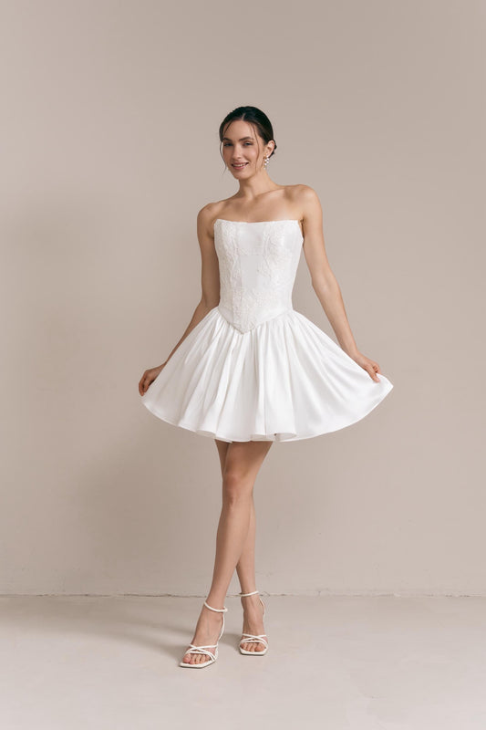 Bridal Corset & Mikado Skirt Set: Hydrangea Lace Wedding Separates