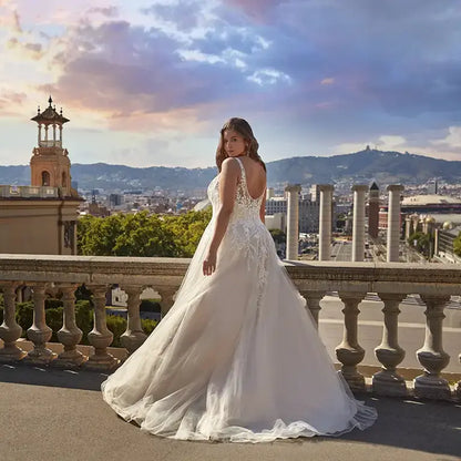 Outdoor-ready plus size wedding dress for romantic ceremonies